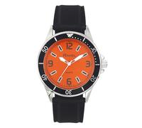 Ravel - Men's Sporty Black Silicon Strap Watch with Top Ring on Silver Tone Case - Analogue Quartz - RS002.08 - Orange Dial