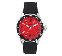 Ravel - Men's Sporty Silicon Strap Watch with Black Top Ring on Silver Tone Case - Analogue Quartz - RS002