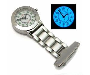 Ravel Nurse's Uniform Fob Watch with Light Bright Electro-luminescent Backlight