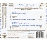 RAVEL: PIANO CONCERTOS; DE FALLA: NIGHTS IN THE GARDENS OF SPAIN NEW CD