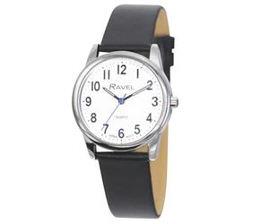 Ravel Plus - Extra Long Life Men's Everyday Watch with Microfibre Leather Strap - Japanese Analogue Quartz - RP001M - Black/Silver Tone