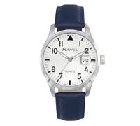 Ravel Plus - Men's 40mm Round 3ATM Calendar Watch with Sapphire Coated Lens and Sunray Dial - Japanese Analogue Quartz - RPD-01-04