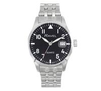Ravel Plus - Men's 40mm Round 3ATM Calendar Watch with Sapphire Coated Lens and Sunray Dial - Japanese Analogue Quartz - RPD-01-04