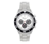 Ravel Plus - Men's 42mm Silver Tone Chronograph Sports Watch with Uni-Directional Rotating Bezel - 5ATM - Japanese Analogue Quartz - RP.CHR-05-09