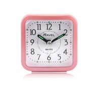 Ravel Rectangular Mini Bedside Quartz Alarm Clock - Pink RC043.5