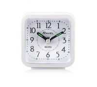 Ravel Rectangular Mini Bedside Quartz Alarm Clock - White RC043.4