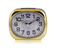 Ravel - Small sized pillow shaped Bedside Quartz Alarm Clock - RC040.32 - Black/Gold Tone