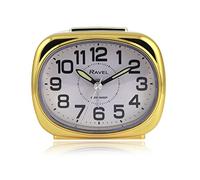 Ravel - Small sized pillow shaped Bedside Quartz Alarm Clock - RC040.42 - White/Gold Tone
