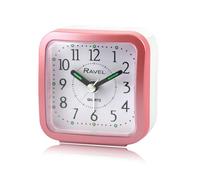 Ravel - Small Travel Alarm Clock with Snooze and Light - Analogue Quartz - RC043.5 - White/Pink