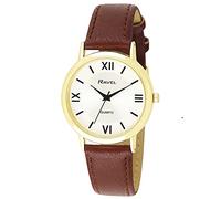 Ravel Unisex Classic Round Everyday Watch with Roman Numerals - Brown/Gold Tone