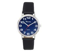 Ravel Unisex Easy Read Watch with Big Numbers - Analogue Quartz - R0105.52.1A - Black/Silver Tone/Sunray Blue Dial