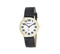 Ravel Unisex Easy Read Watch with Big Numbers - Black/Gold Tone/White Dial