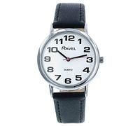 Ravel Unisex Easy Read Watch with Big Numbers - Black/Silver Tone/White Dial