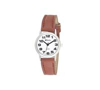 Ravel Unisex Easy Read Watch with Big Numbers - Brown/Silver Tone/White Dial