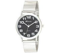 Ravel Unisex Easy Read Watch with Big Numbers on Stainless Steel Expander Bracelet