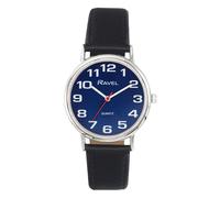 Ravel Unisex Mens Ladies Classic Big Blue Dial Black Leather Strap Watch R0105.52.1