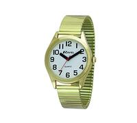 Ravel Watch - Unisex Super Bold Sight Aid - Big Numbers, Stainless Steel Expander - Gold Tone