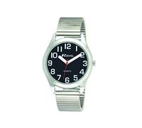 Ravel - Unisex Super Bold Sight Aid Watch with Big Numbers on Stainless Steel Expander Bracelet - Silver Tone/Black Dial