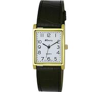 Ravel - Unisex Traditional Rectangular Watch with Clear Numeral Dial - Gold Tone/Black