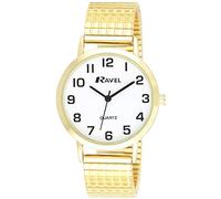 Ravel - Unisex Traditional Watch with Clear Numeral Dial on Expander Bracelet - Gold Tone