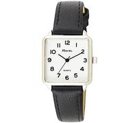 Ravel Women's Watch Classic Square Everyday Clear Numbers - Black/Silver Tone