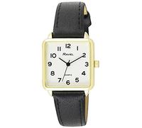 Ravel Women's Classic Square Everyday Watch with Clear Numbers - Black/Gold Tone