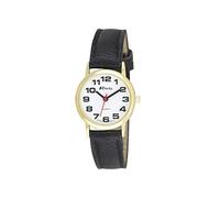 Ravel Women's Easy Read Watch with Big Numbers - Black/Gold Tone/White Dial