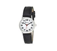 Ravel Women's Easy Read Watch with Big Numbers - Black/Silver Tone/White Dial