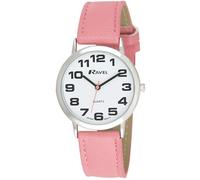 Ravel Women's Easy Read Watch with Big Numbers (Medium) - Pink/Silver Tone/White Dial