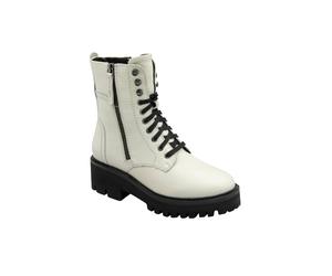 Ravel Women's 'Leith' Leather Lace-Up Biker Boots in Natural | Size: 3 Ravel Natural 3