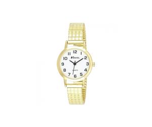 Ravel - Women's Traditional Watch with Clear Numeral Dial on Expander Bracelet - Gold Tone
