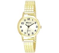 Ravel - Women's Traditional Watch with Clear Numeral Dial on Expander Bracelet - Gold Tone/Champagne Dial