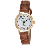 Ravel - Womens Traditional Watch with Clear Numeral Dial - Rose Gold Tone/Tan