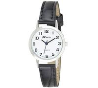 Ravel - Womens Traditional Watch with Clear Numeral Dial - Silver Tone/Black