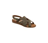 Ravel Women's 'Waren' Leather Ankle-Strap Sandals in Khaki | Size: 7 Ravel Khaki 7