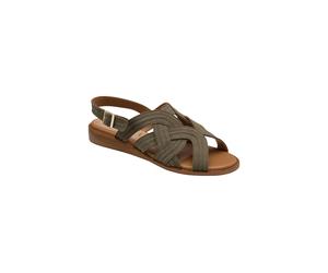 Ravel Women's 'Waren' Leather Ankle-Strap Sandals in Khaki | Size: 7 Ravel Khaki 7