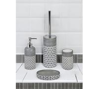 Showerdrape Ravello Geometric Floral Grey & White 4 Piece Bathroom Accessory Set