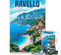 Ravello Italy Hard Jigsaw Puzzle for Adults 1000 Pieces Pure Logic Toy Home Activity Clean Cut Lovely Gift (38x52cm)