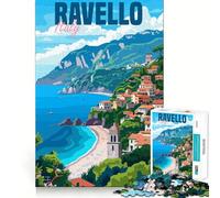 Ravello Italy Hard Jigsaw Puzzle for Adults 1000 Pieces Pure Logic Toy Home Activity Clean Cut Lovely Gift (38x52cm)