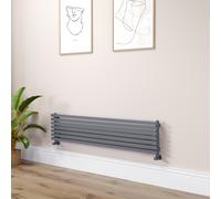 Ravello Linea Dark Grey Anthracite Square Designer Radiator 315x1400mm Single Panel 2034 BTU - Horizontal Bars