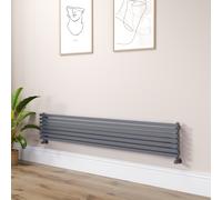 Ravello Linea Dark Grey Anthracite Square Designer Radiator 315x1800mm Single Panel 2556 BTU - Horizontal Bars