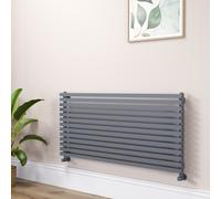 Ravello Linea Dark Grey Anthracite Square Designer Radiator 585x1200mm Single Panel 3287 BTU - Horizontal Bars