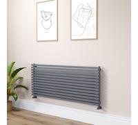 Ravello Linea Dark Grey Anthracite Square Designer Radiator 585x1400mm Single Panel 3782 BTU - Horizontal Bars