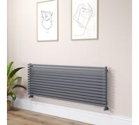 Ravello Linea Dark Grey Anthracite Square Designer Radiator 585x1600mm Single Panel 4266 BTU - Horizontal Bars