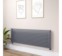 Ravello Linea Dark Grey Anthracite Square Designer Radiator 585x1800mm Single Panel 4744 BTU - Horizontal Bars