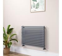 Ravello Linea Dark Grey Anthracite Square Designer Radiator 585x800mm Single Panel 2276 BTU - Horizontal Bars