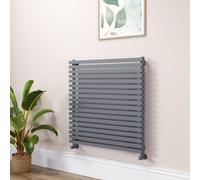 Ravello Linea Dark Grey Anthracite Square Designer Radiator 810x800mm Single Panel 3150 BTU - Horizontal Bars