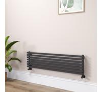 Ravello Linea Midnight Black Square Designer Radiator 315x1200mm Single Panel 1771 BTU - Horizontal Bars