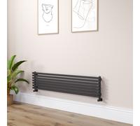 Ravello Linea Midnight Black Square Designer Radiator 315x1400mm Single Panel 2034 BTU - Horizontal Bars