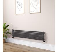 Ravello Linea Midnight Black Square Designer Radiator 315x1600mm Single Panel 2297 BTU - Horizontal Bars